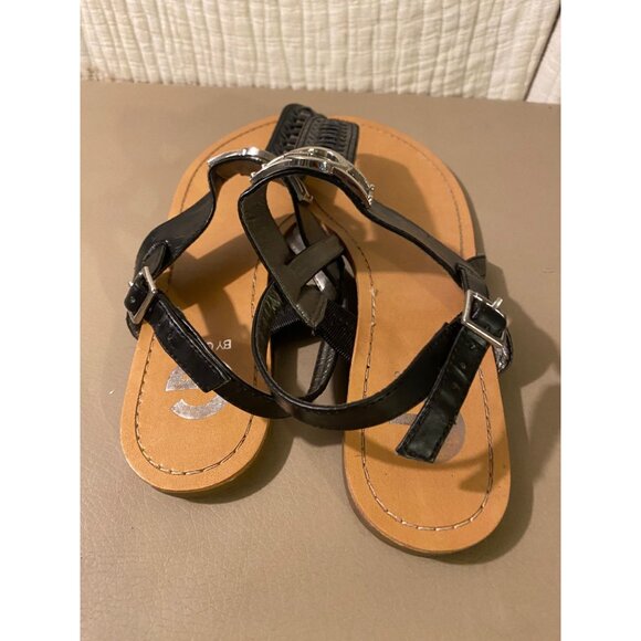 G by Guess Womens Sandals Size 9M Black Leather with Silver Buckle Decor Casual - Picture 5 of 11